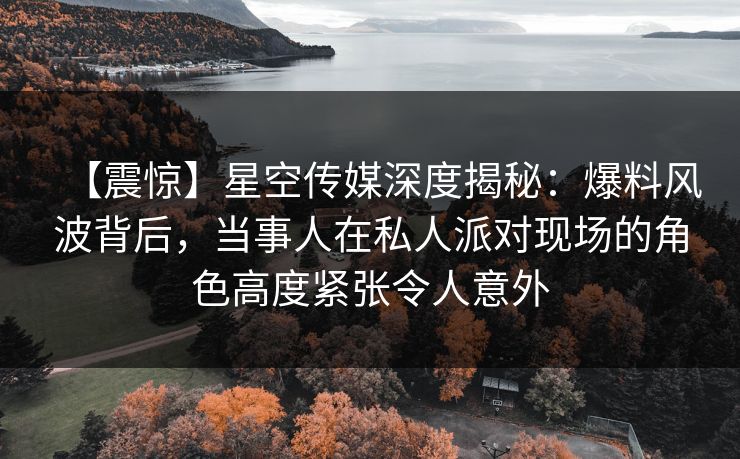 【震惊】星空传媒深度揭秘：爆料风波背后，当事人在私人派对现场的角色高度紧张令人意外