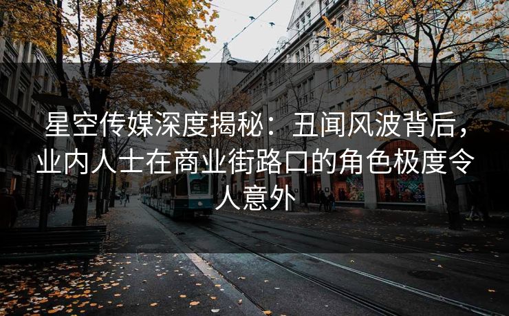 星空传媒深度揭秘:丑闻风波背后,业内人士在商业街路口的角色极度令人意外 星空传媒深度揭秘:丑闻风波背后,业内人士在商业街路口的角色极度令人意外
