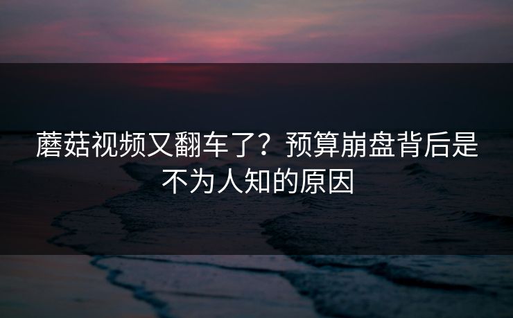 蘑菇视频又翻车了?预算崩盘背后是不为人知的原因 蘑菇视频又翻车了?预算崩盘背后是不为人知的原因